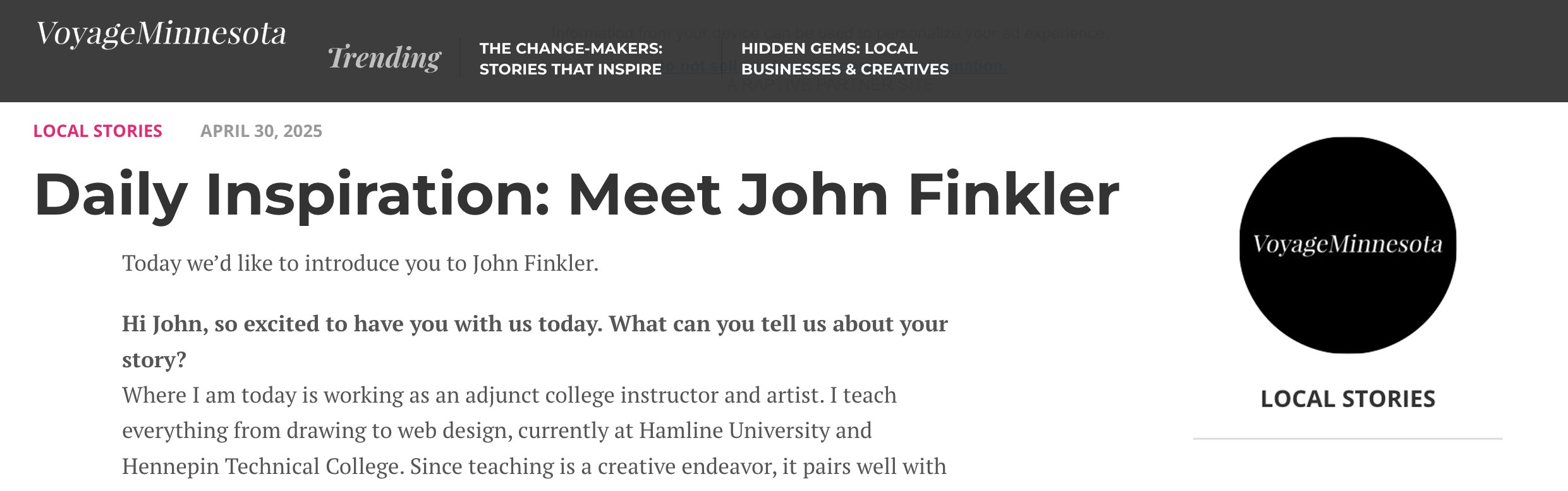 Interview in Voyage Minnesota